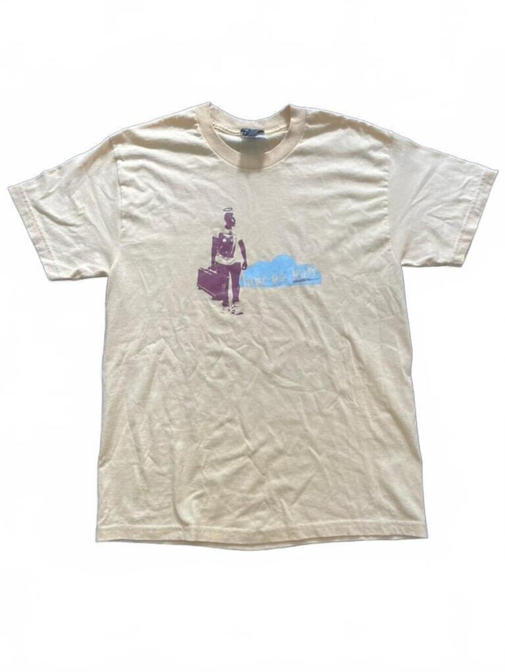 Vintage Graphic T-Shirt with Skeleton and Cloud Design